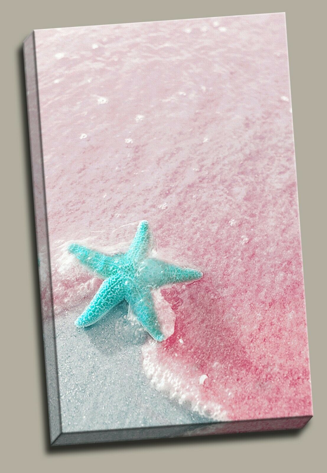 Blue Starfish on Pink sands beach Framed Canvas Wall Art Print Wall Prints