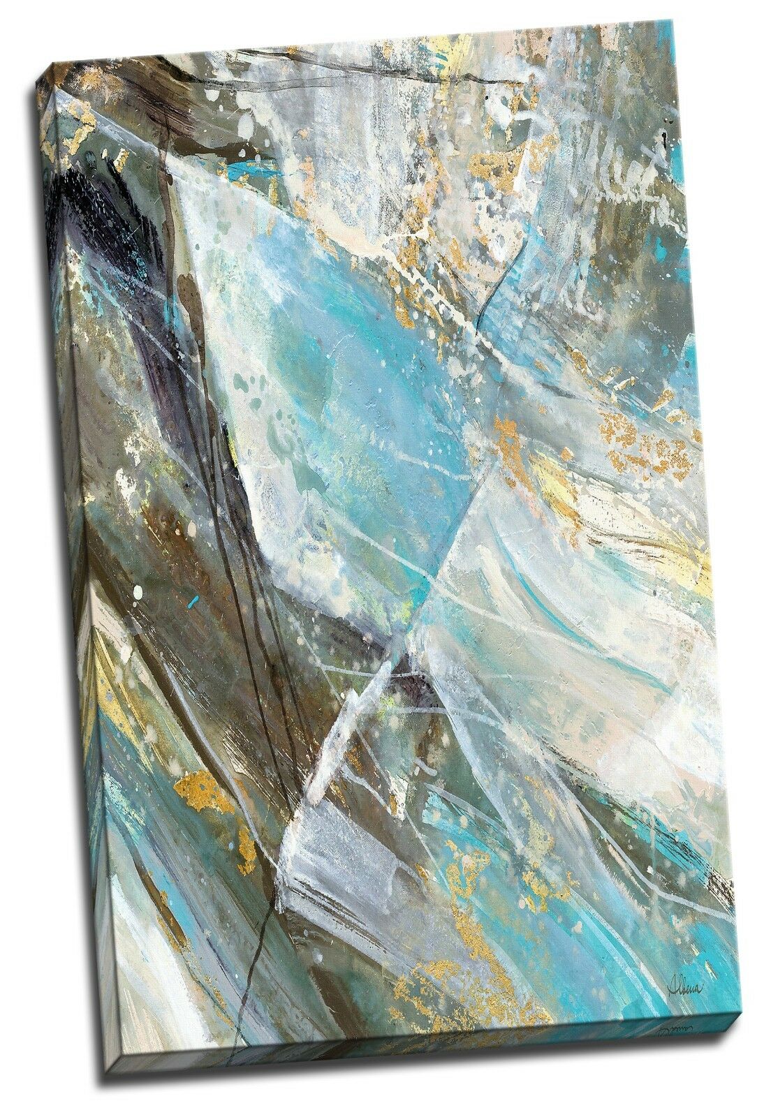 Abstract Graffiti Blue Framed Canvas Wall Art Print Watercolor Wall Prints