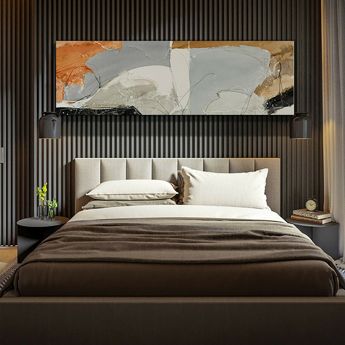 Abstract Orange Black Green Stretched Canvas Prints Framed Wall Art Painting