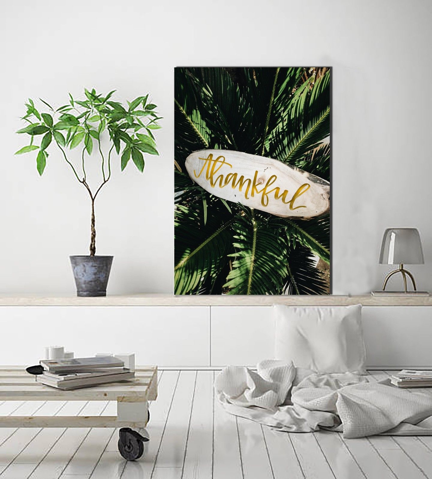 Thankful Tropical Plant Canvas Stretched Framed Printed abstract print