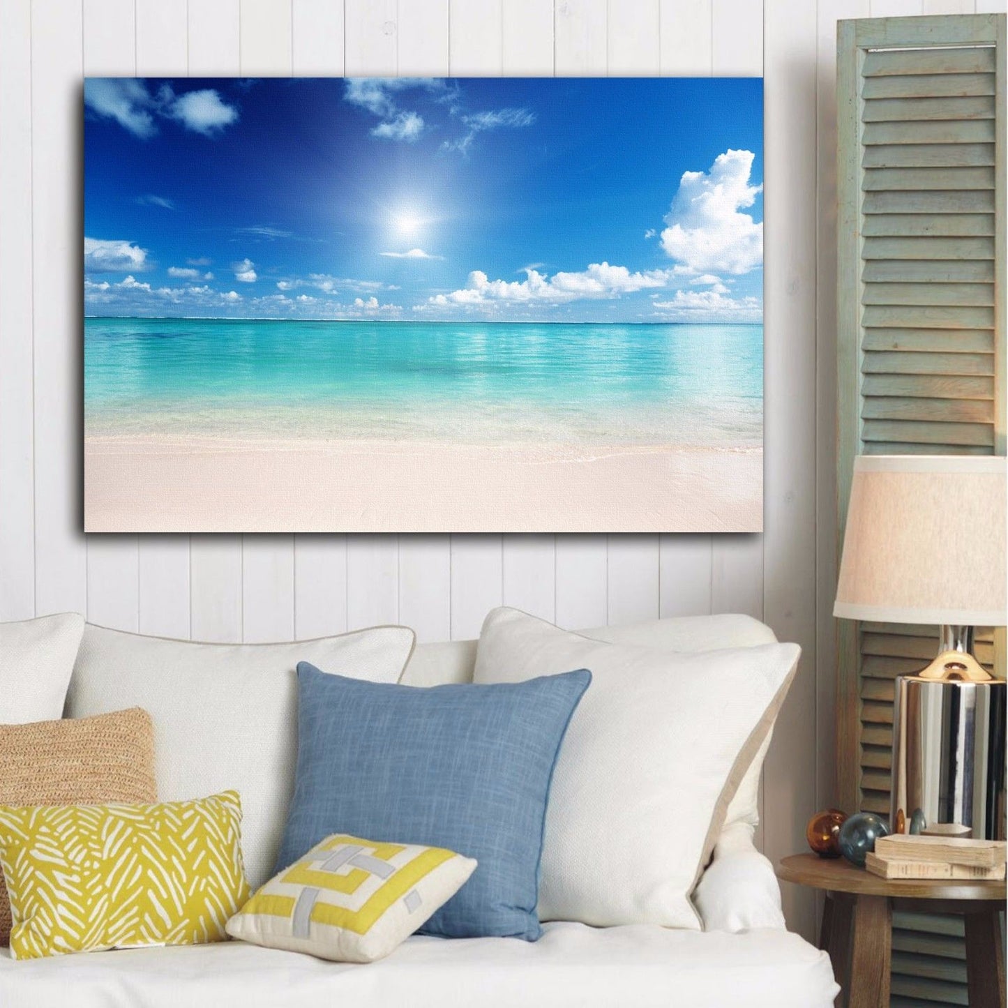 Framed Canvas prints seascape print Sun Beach ocean view time-lapse white sand