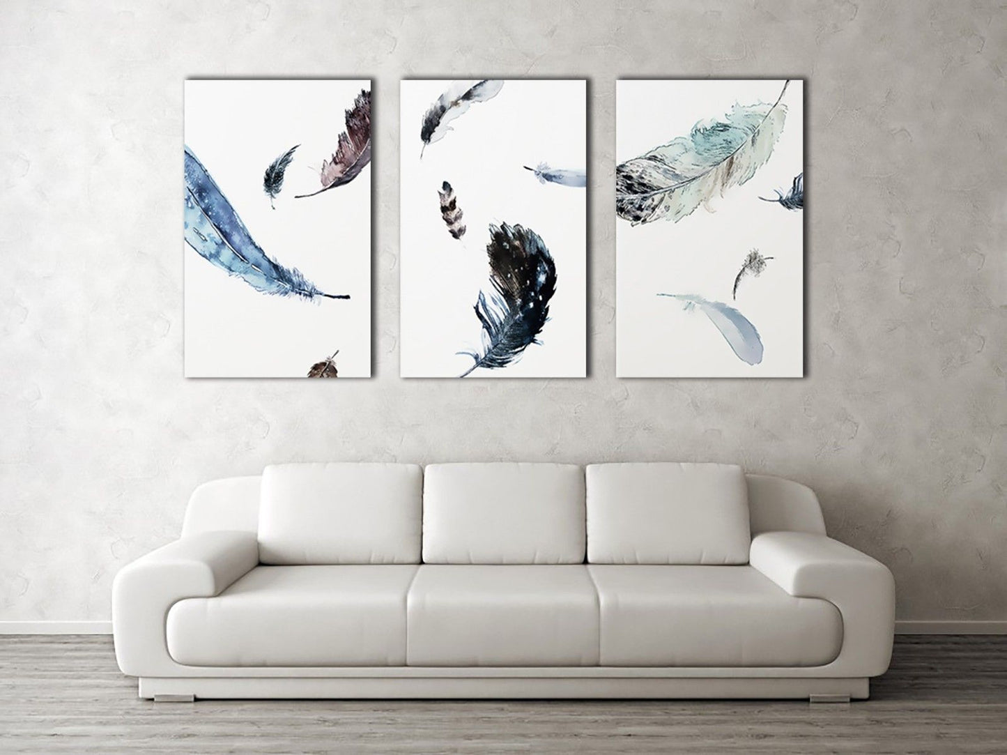 Watercolour Blurred Feather Framed Canvas Prints Modern Wall Art Home Decor