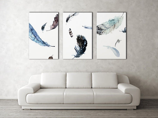 Watercolour Blurred Feather Framed Canvas Prints Modern Wall Art Home Decor