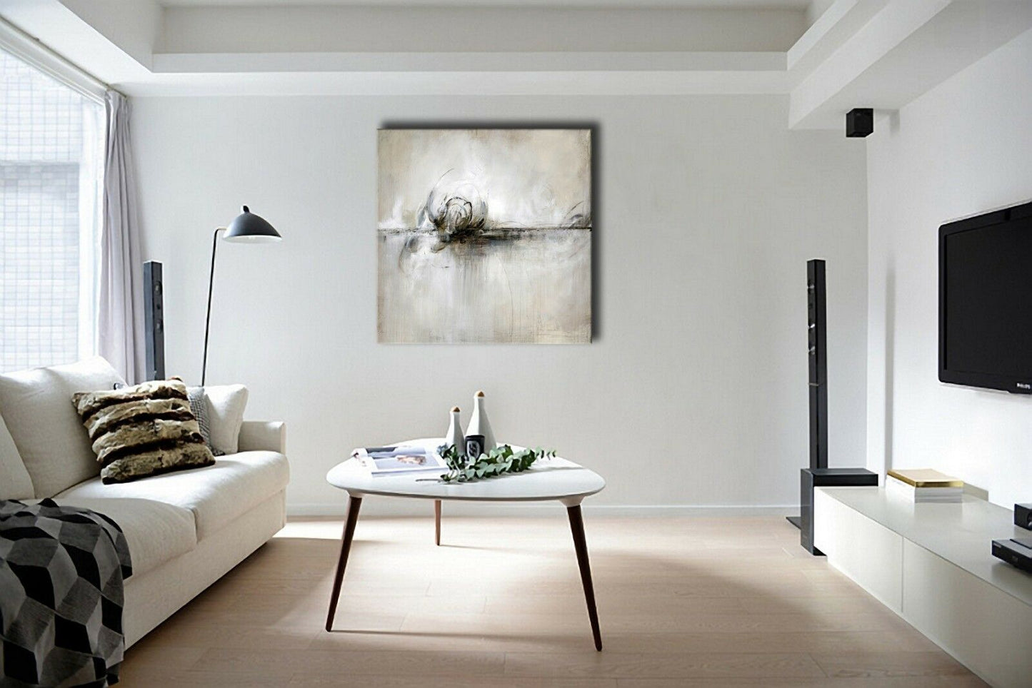 Black Abstract Ink Blot Canvas Art Print Framed Ready to Hang Art Wall Prints