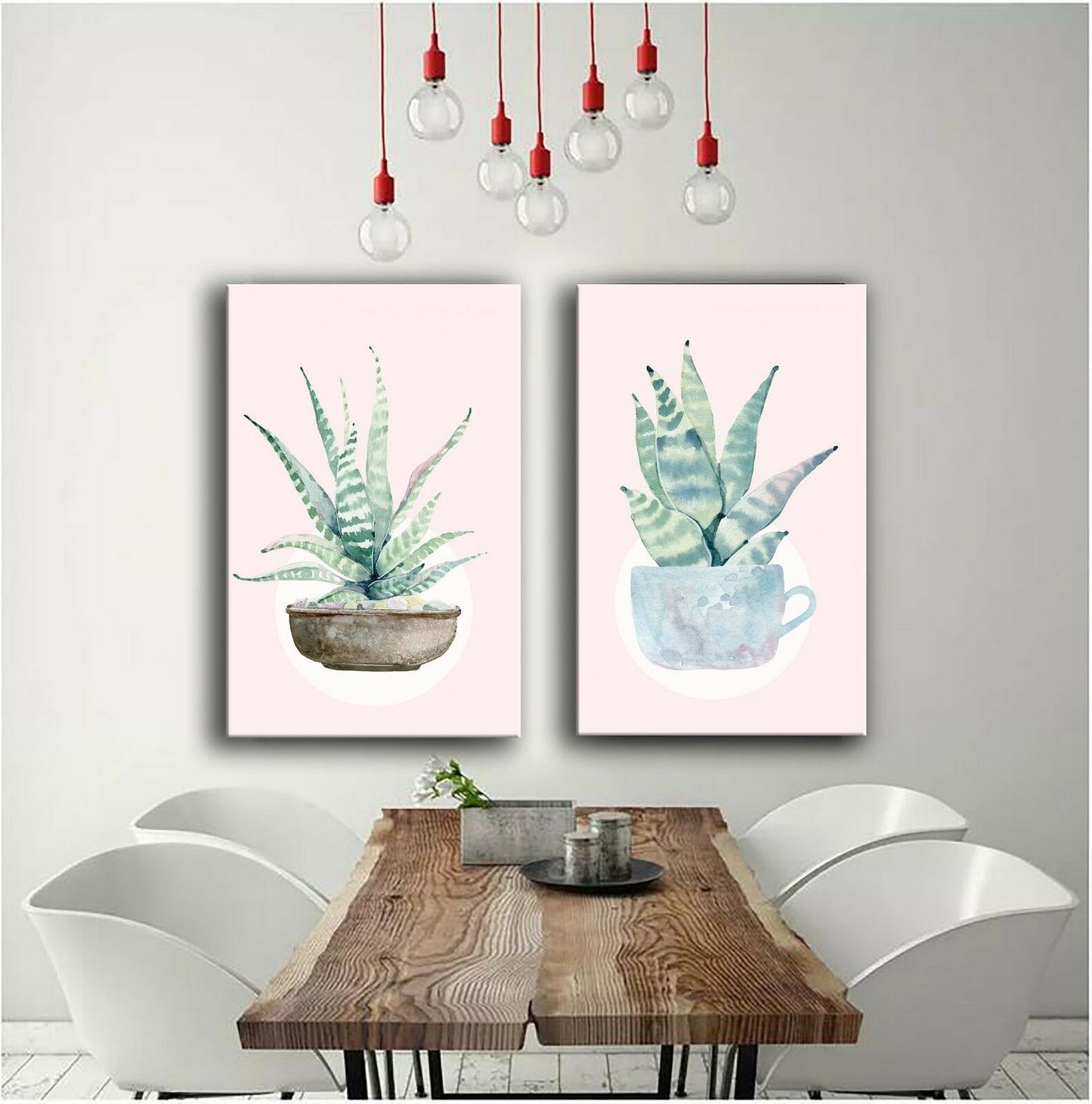 Aloe Aloes Watercolour Framed Canvas Prints Modern Wall Art Home Decor Print
