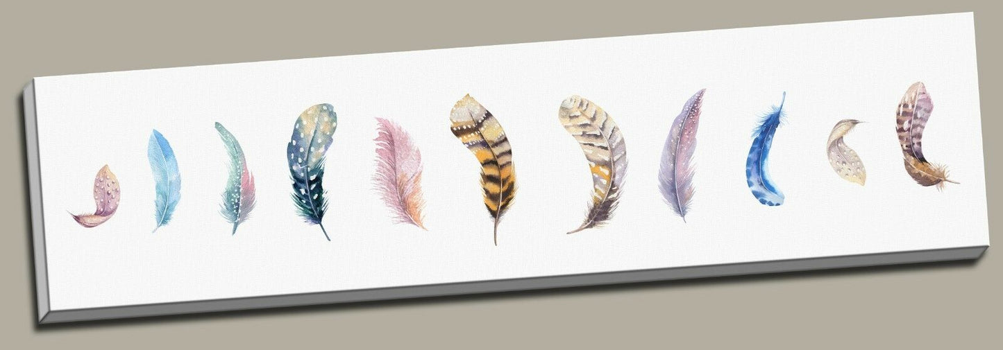 Watercolor Feathers Stretched Canvas Prints Framed Wall Art Home Decor Painting