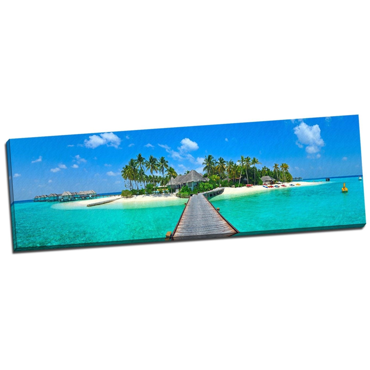 Maldives Sea Beach Bridge Coral Tropical Landscape FRAMED CANVAS PRINT