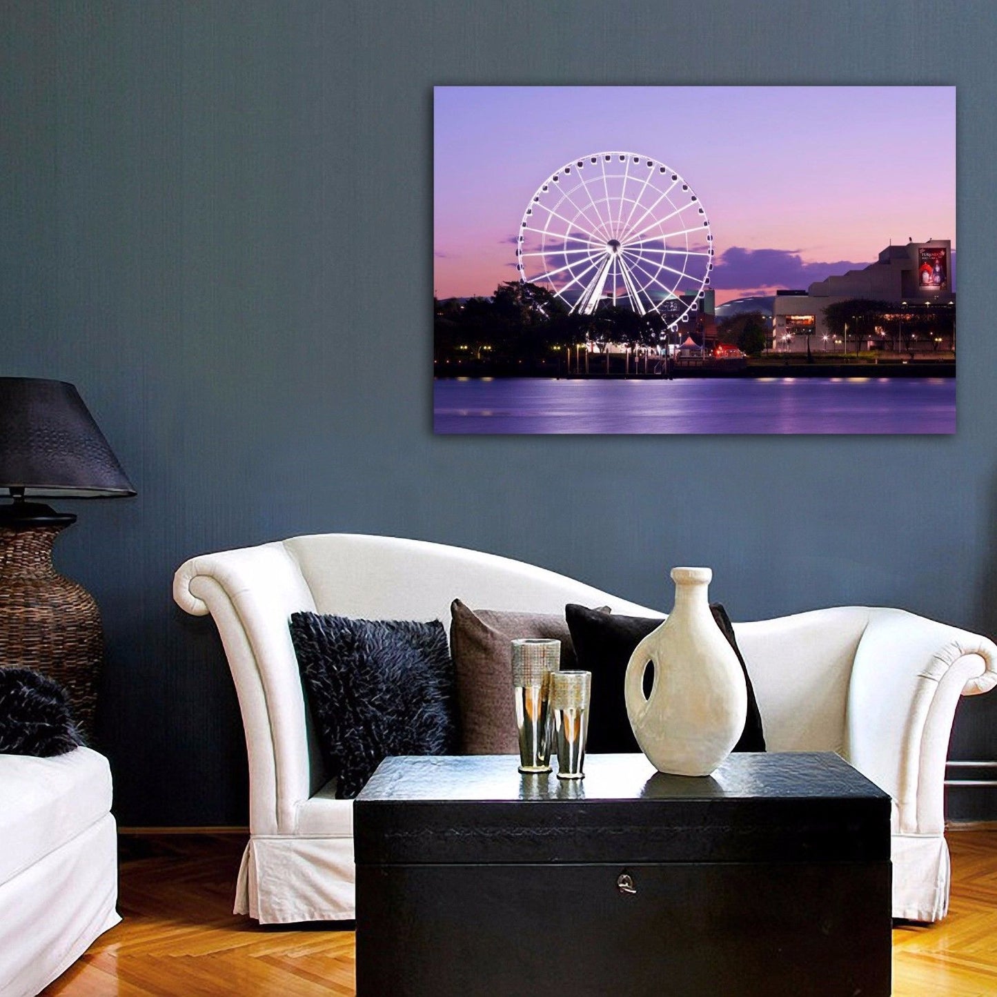 Stretched Canvas the wheel of Brisbane Ferris wheel night view