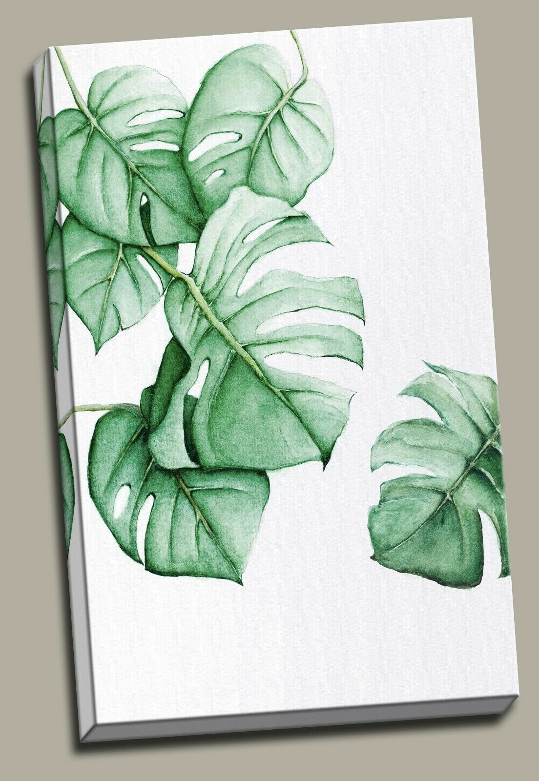 Tropical Leaves Watercolour Jungle Modern Art Framed Canvas Print