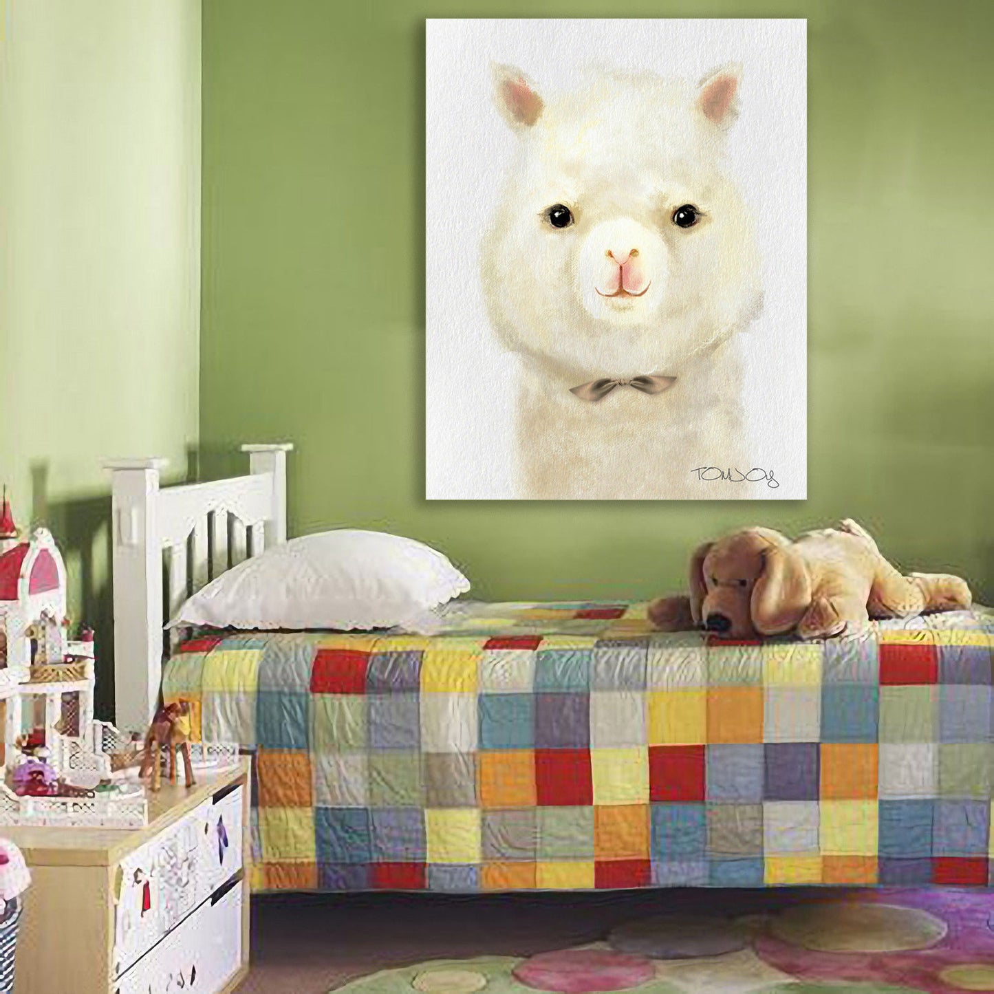 Framed Canvas baby animal kids room bear rabbit pig decoration home art modern