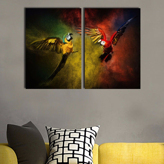 Framed birds Canvas colorful paint color pigment rainbow flying colour split