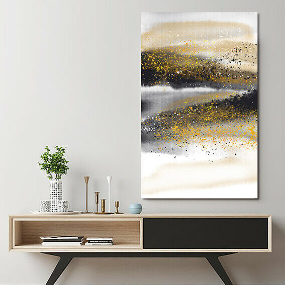 Abstract Gold Black Framed Canvas Wall Art Print Ready to Hang Wall Prints