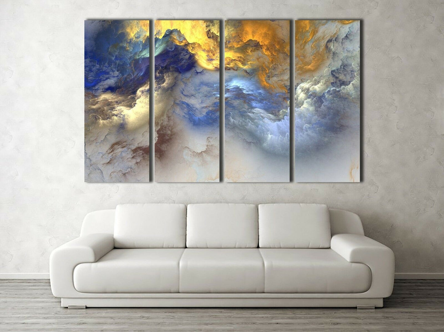 Abstract Blue Gold Cloud Split Framed Canvas Large Size Printing Wall Art