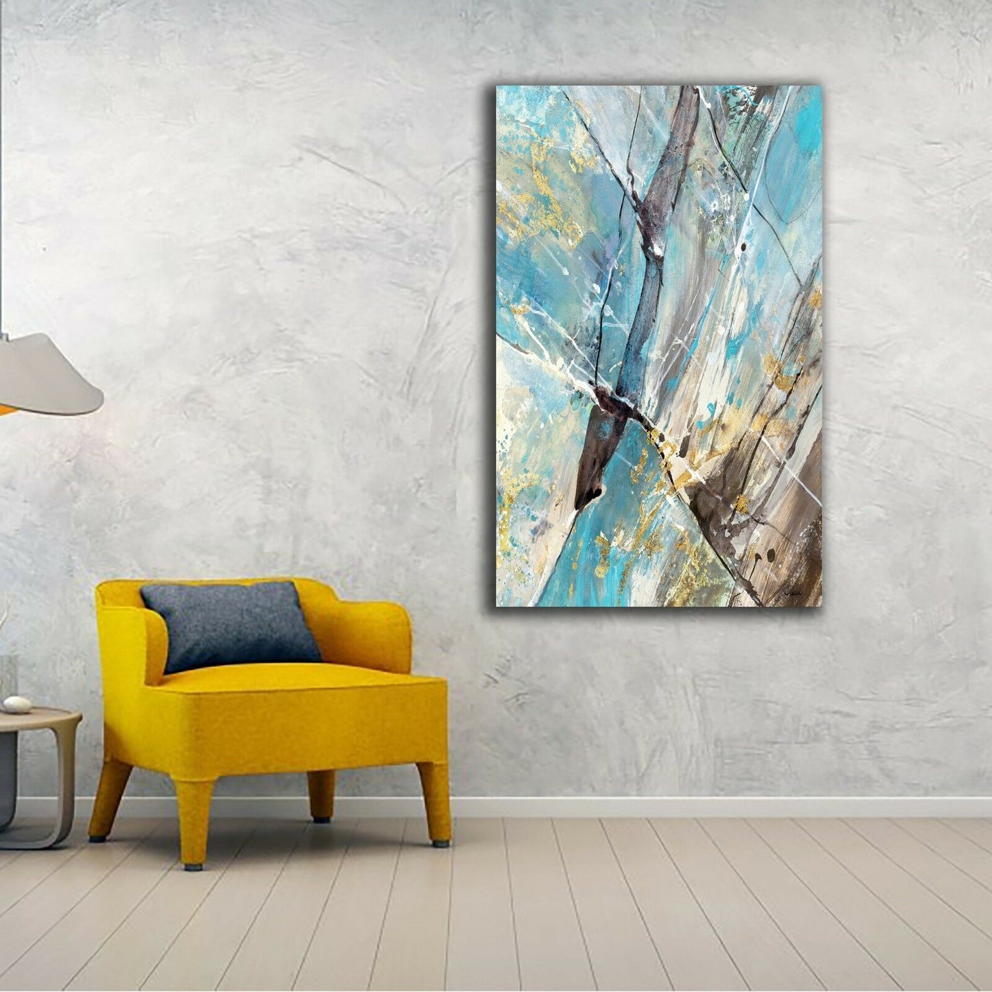 Abstract Graffiti Framed Canvas Aqua Wall Art Print Watercolor Wall Prints