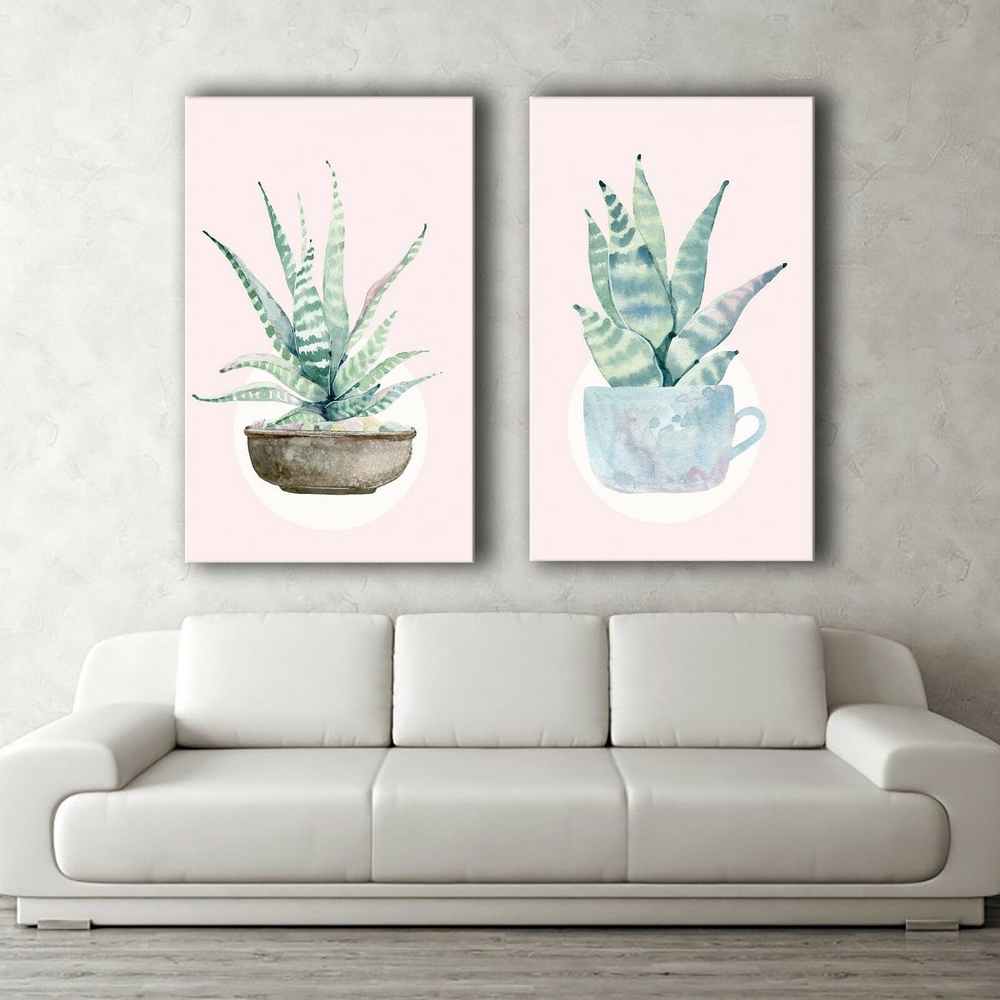 Aloe Aloes Watercolour Framed Canvas Prints Modern Wall Art Home Decor Print