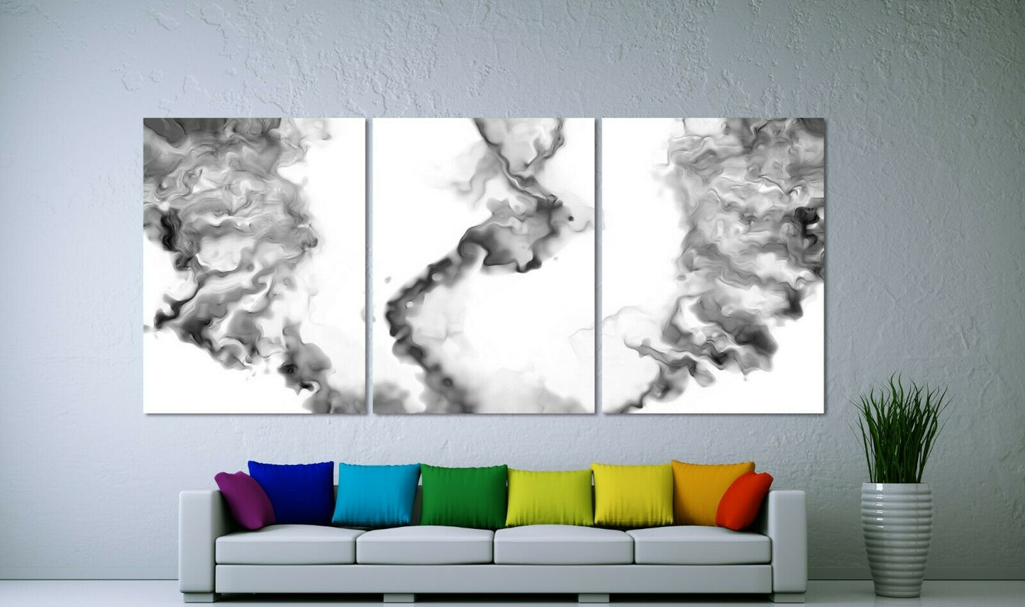 Black & White Smoke Framed Canvas Prints Modern Wall Art Home Decor Print