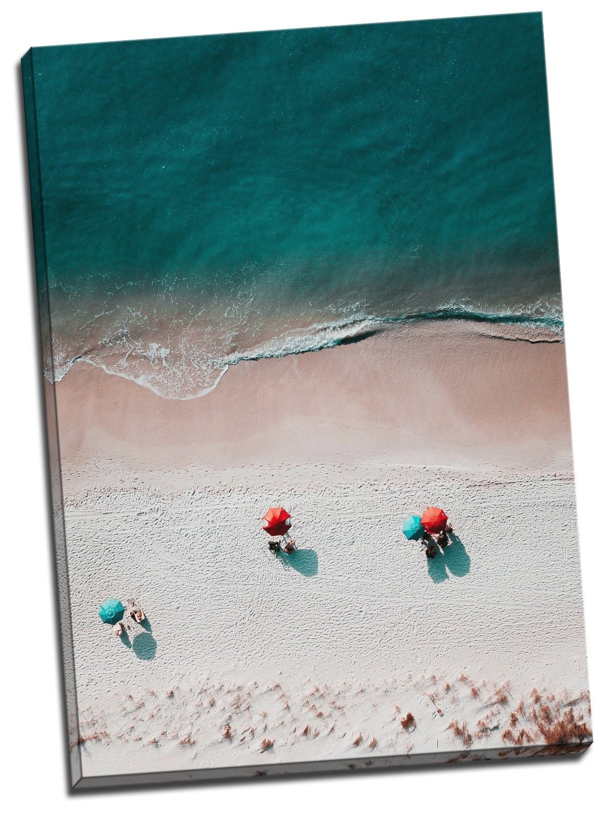 Framed Beach Wave Canvas Aerial View Ocean Print Wall Art Blue White Portrait