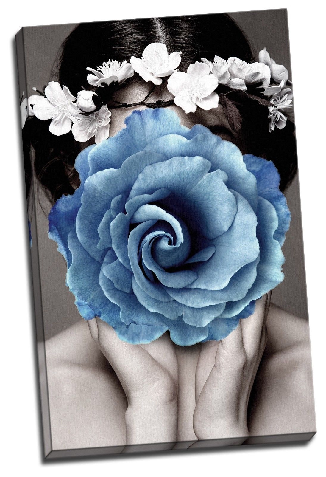 Blue Flower Face Framed Canvas Wall Art Print Abstract Wall Prints