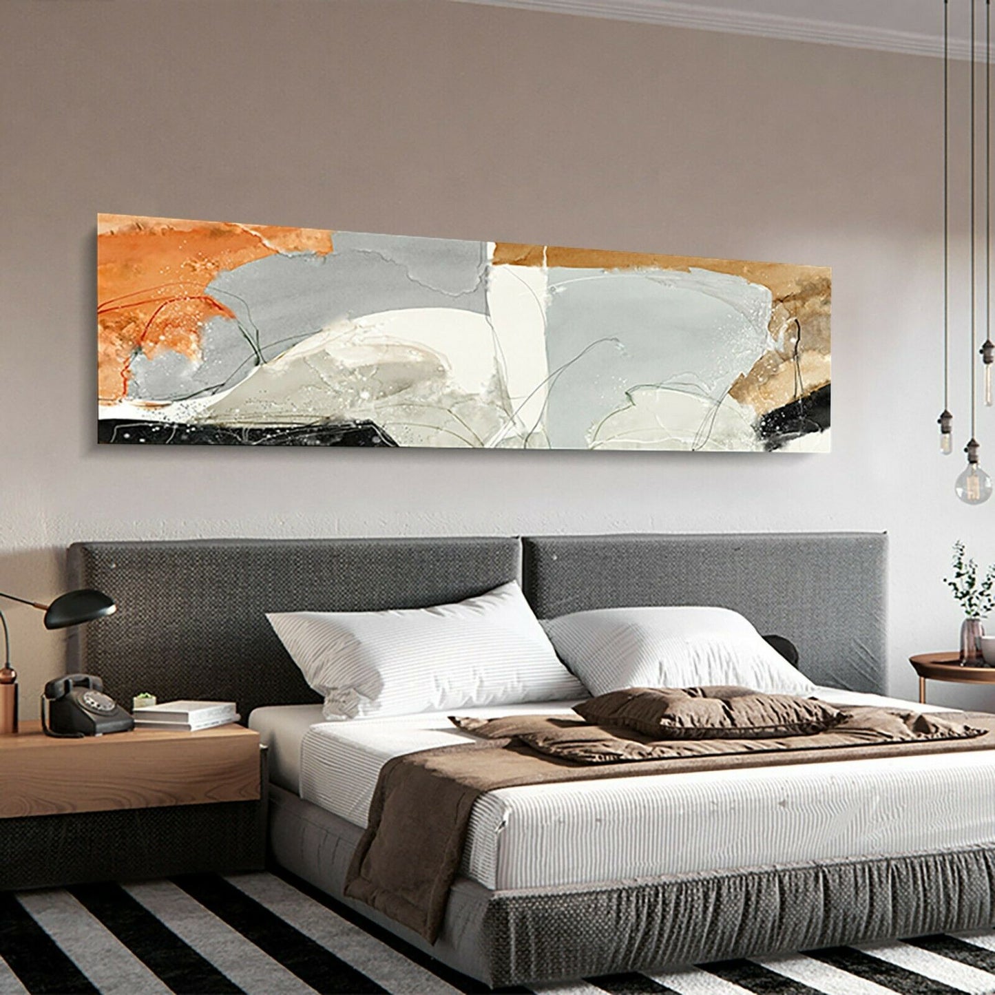 Abstract Orange Black Green Stretched Canvas Prints Framed Wall Art Painting