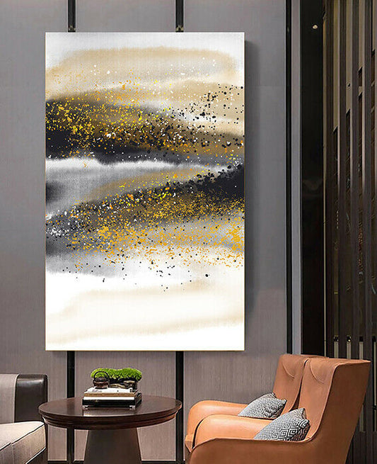 Abstract Gold Black Framed Canvas Wall Art Print Ready to Hang Wall Prints