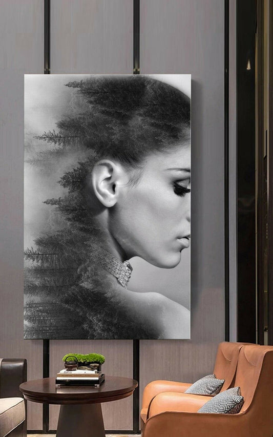 Abstract Portrait Forest Framed Canvas Wall Art Print Ready to Hang Prints