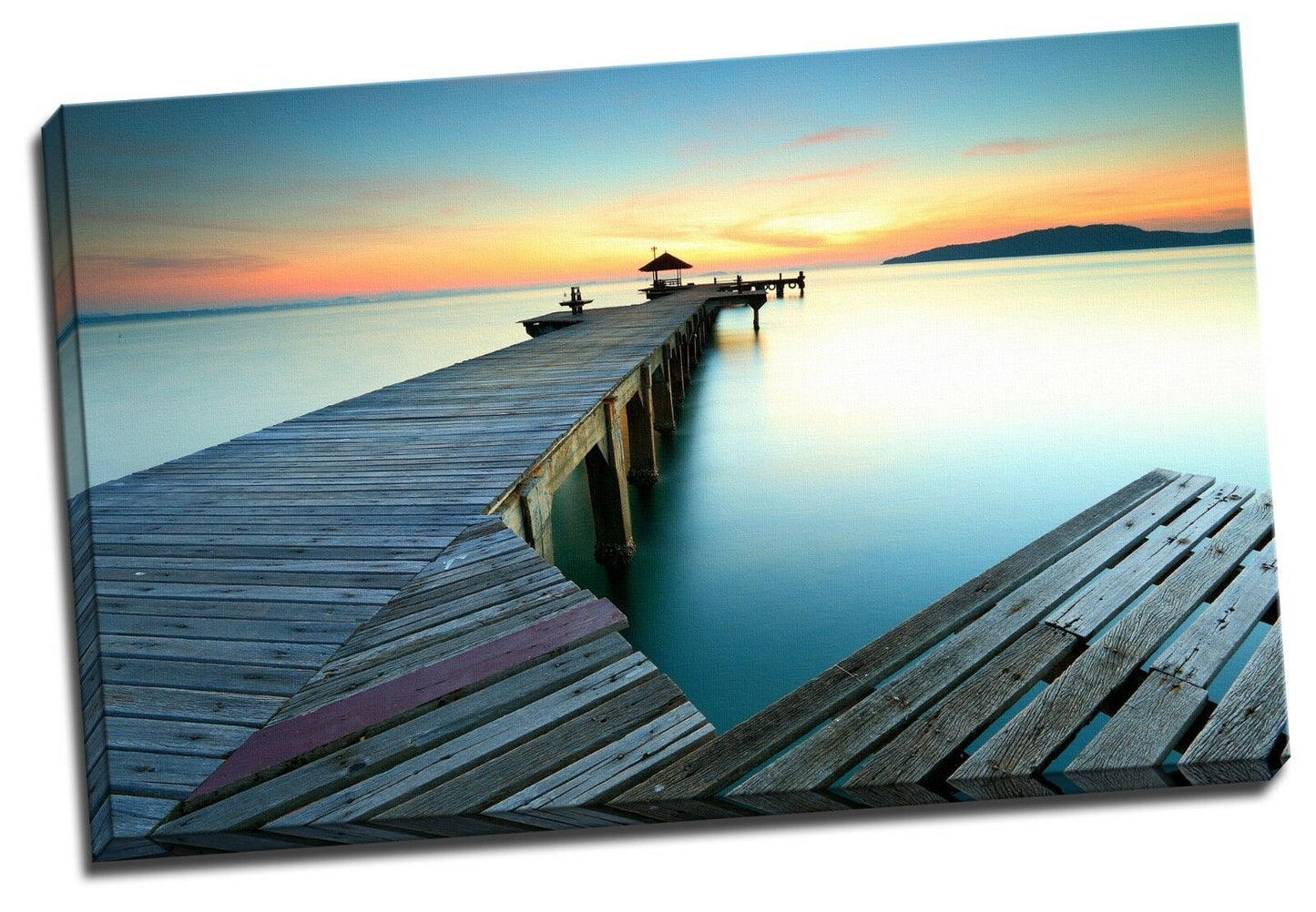 Time lapse Framed Canvas prints Triangle bridge sunset beach modern wall art
