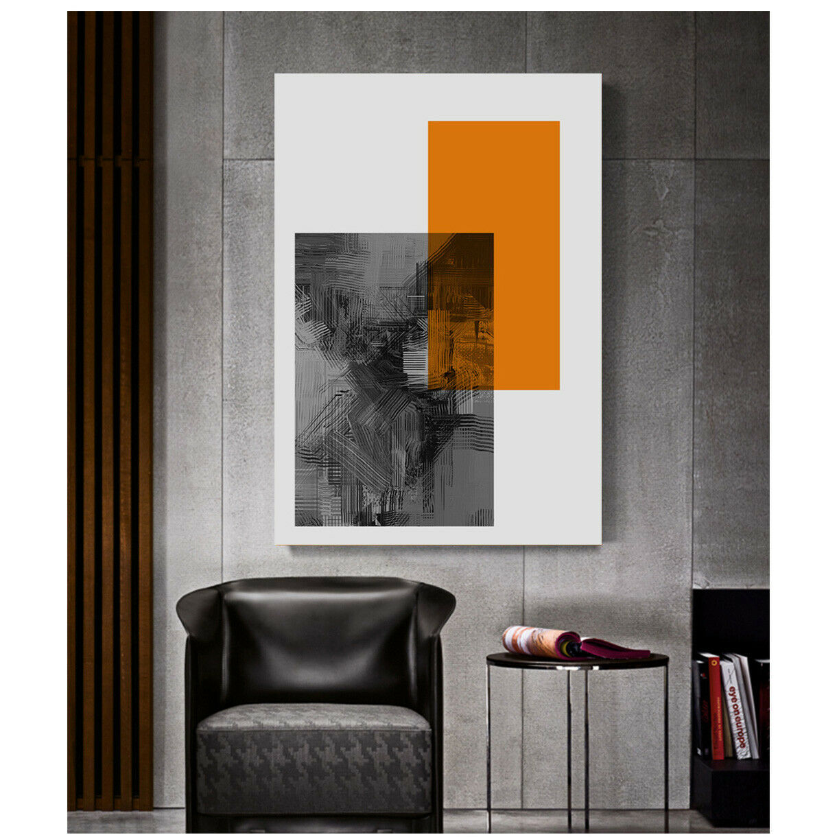 Abstract Grey Orange Framed Modern Canvas Wall Art Print Living Room Prints