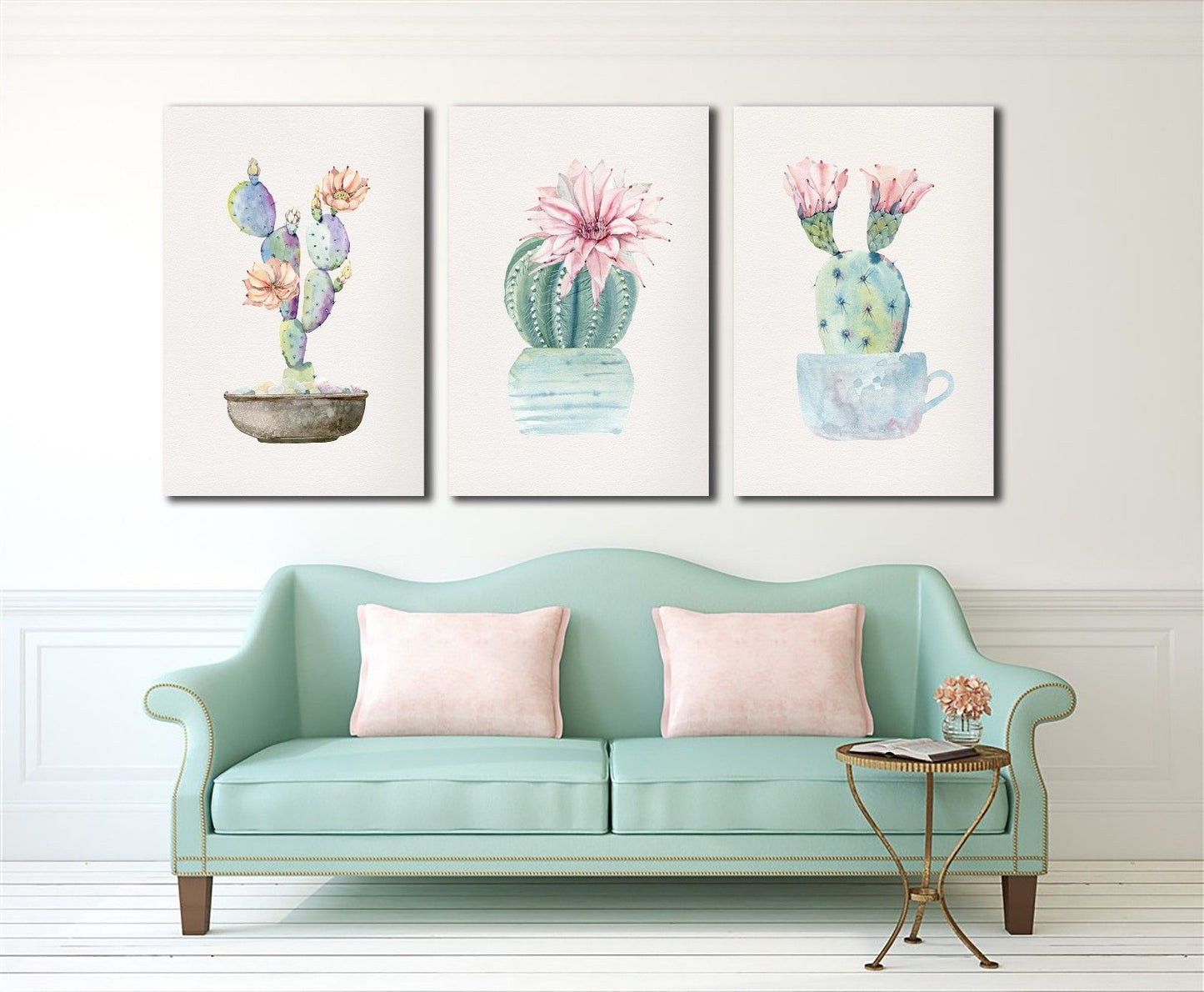 Cactus Flower Watercolour Framed Canvas Prints Modern Wall Art Home Decor Print