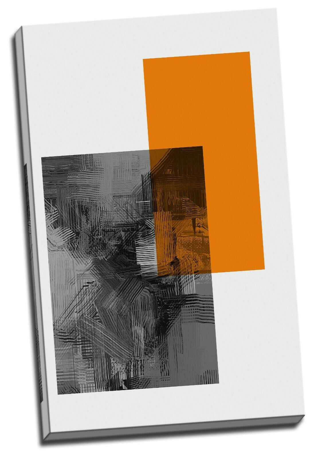Abstract Grey Orange Framed Modern Canvas Wall Art Print Living Room Prints