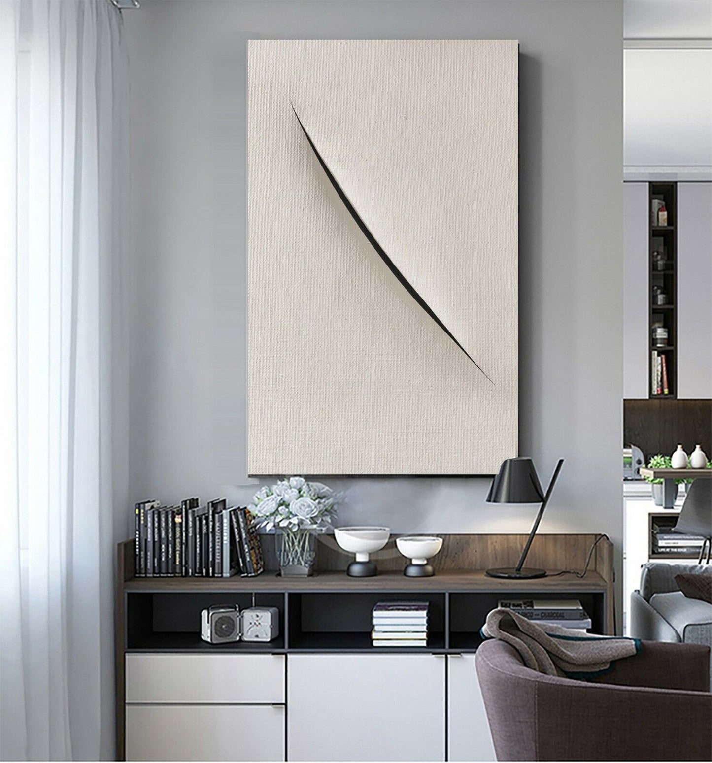 Abstract Cutting Cut Mark Stretched Canvas Prints Wall Art Decor Framed Painting