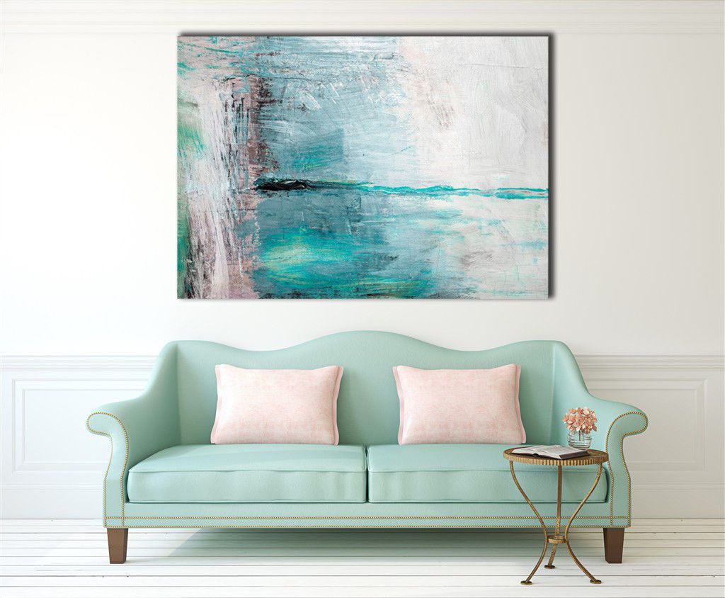 Abstract Blue Framed Canvas Wall Art Print Ready to Hang Watercolor Wall Prints