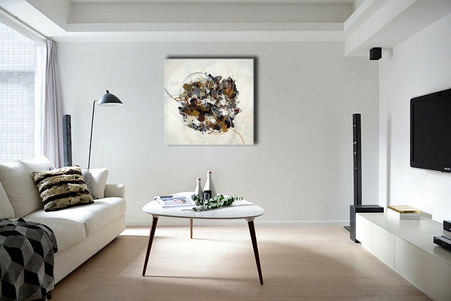 Black Abstract Ink Blot Canvas Art Print Framed Ready to Hang Art Wall Prints