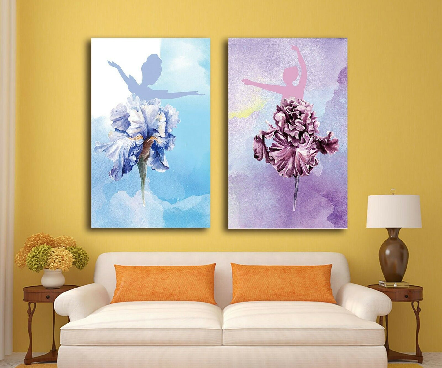 Ballet Dancer Flower dress Framed Canvas print Abstract Living Room Wall Art