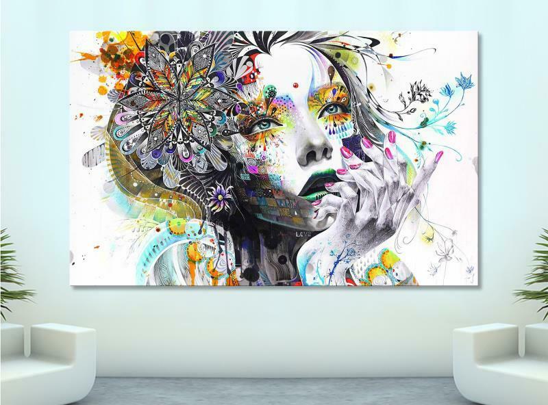 Urban Butterfly Princes Framed Canvas Graffiti Girl Face Wall Art Print Wall