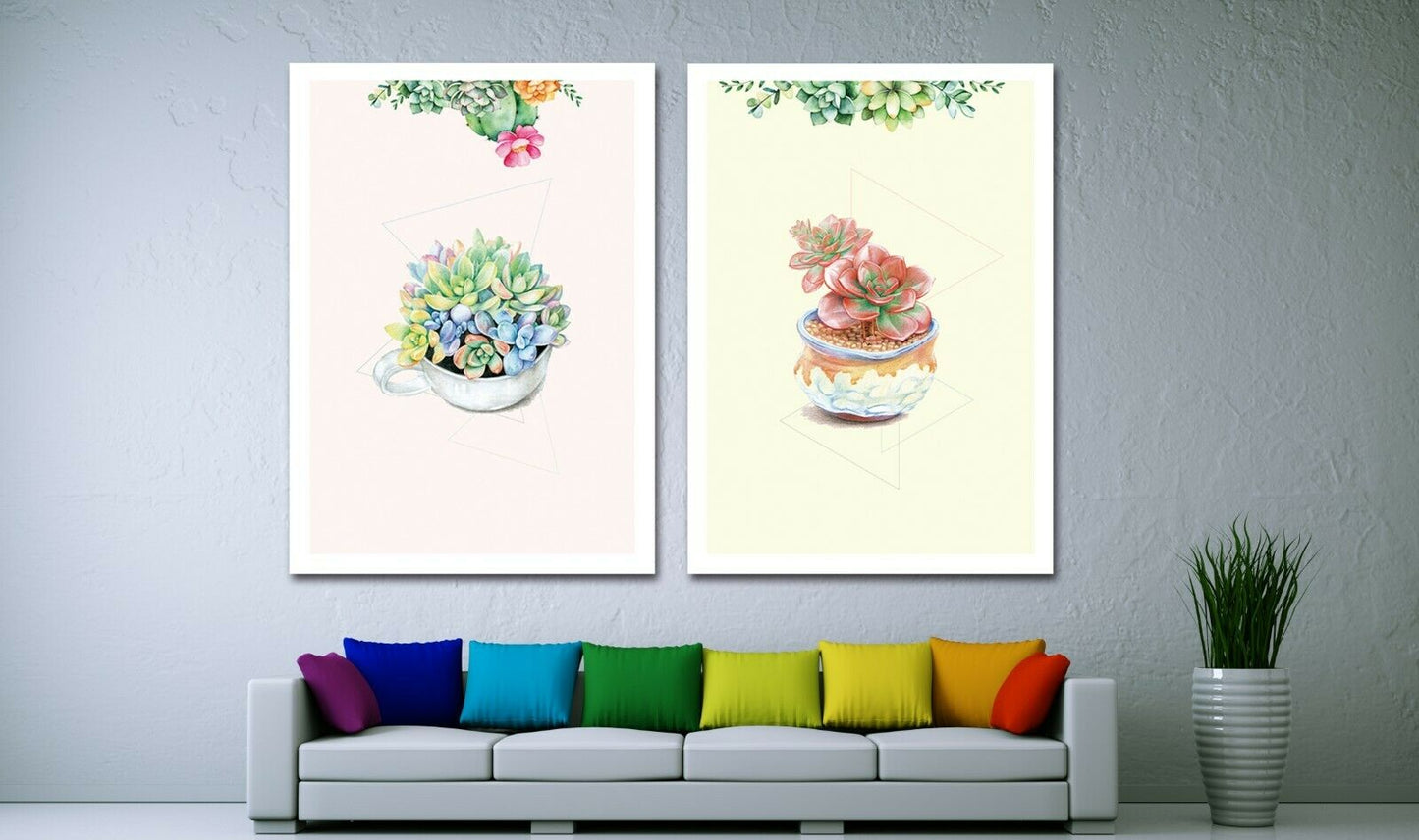 Succulents Flower Plant Framed Canvas Prints Modern Wall Art Home Balcony