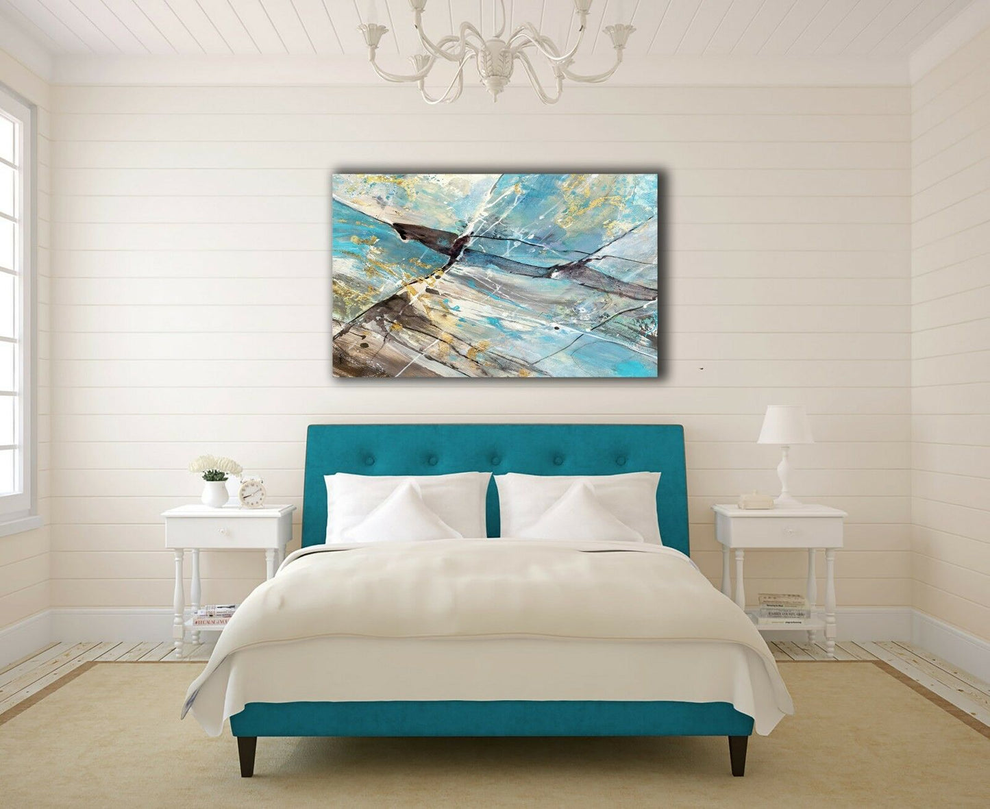Abstract Graffiti Framed Canvas Aqua Wall Art Print Watercolor Wall Prints