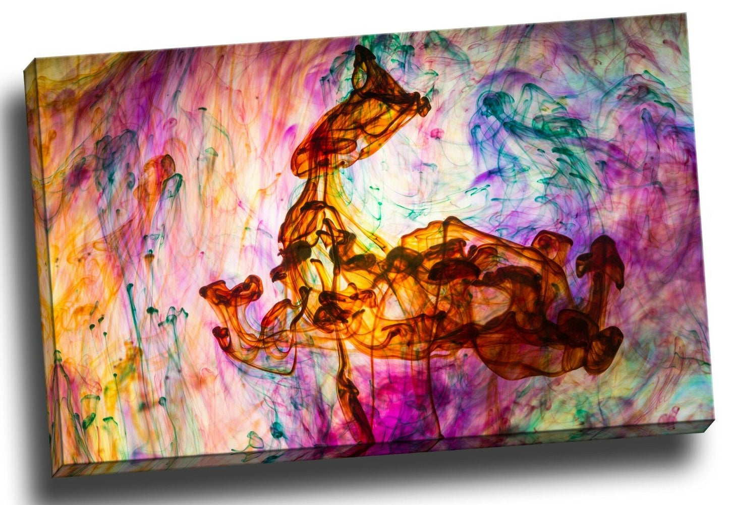 Abstract Red Purple Smoke Framed Canvas Wall Art Print Ready to Hang