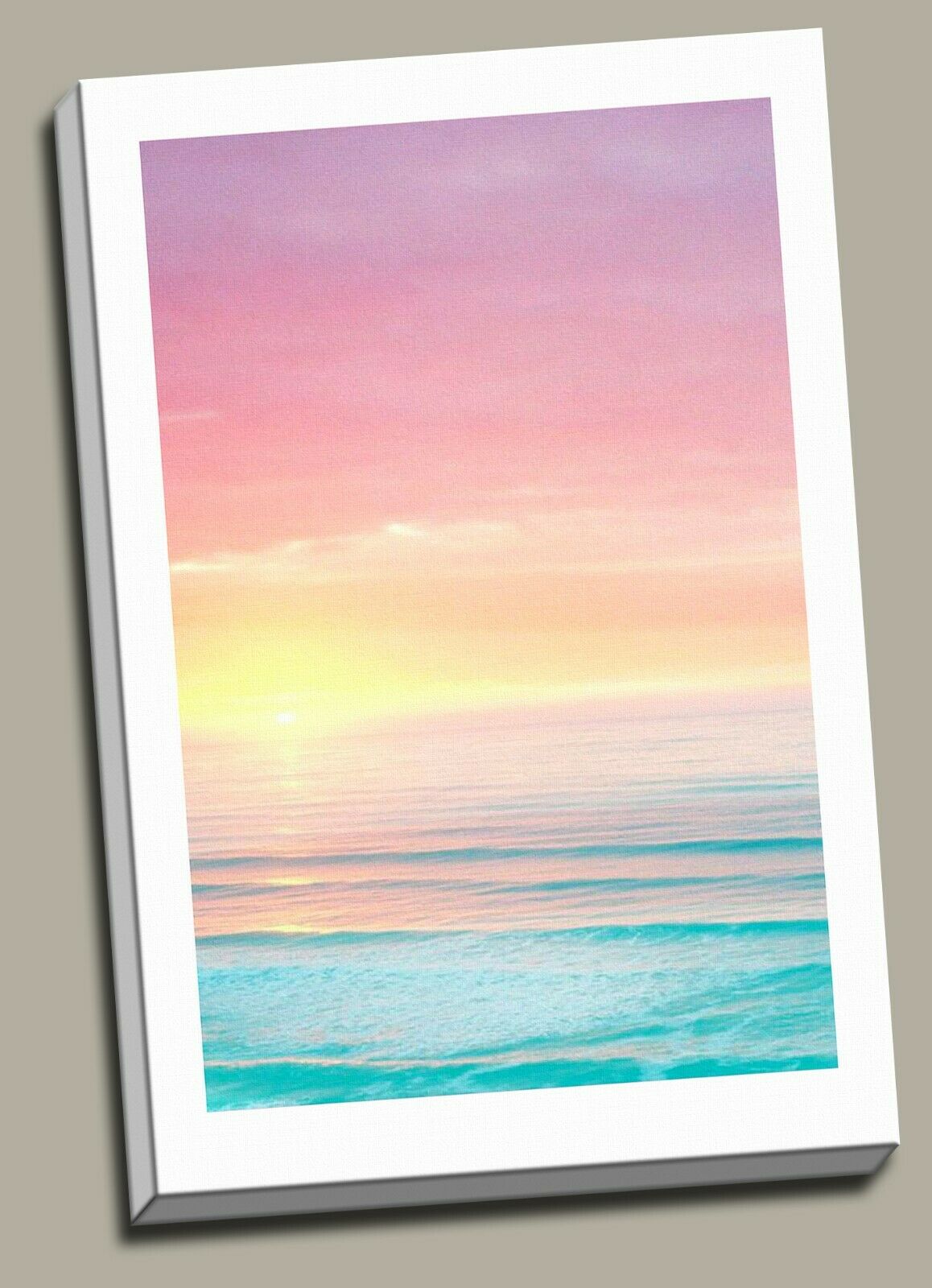 Pink Sky Sea Framed Canvas Ocean sunset sun rise Wall Art Print