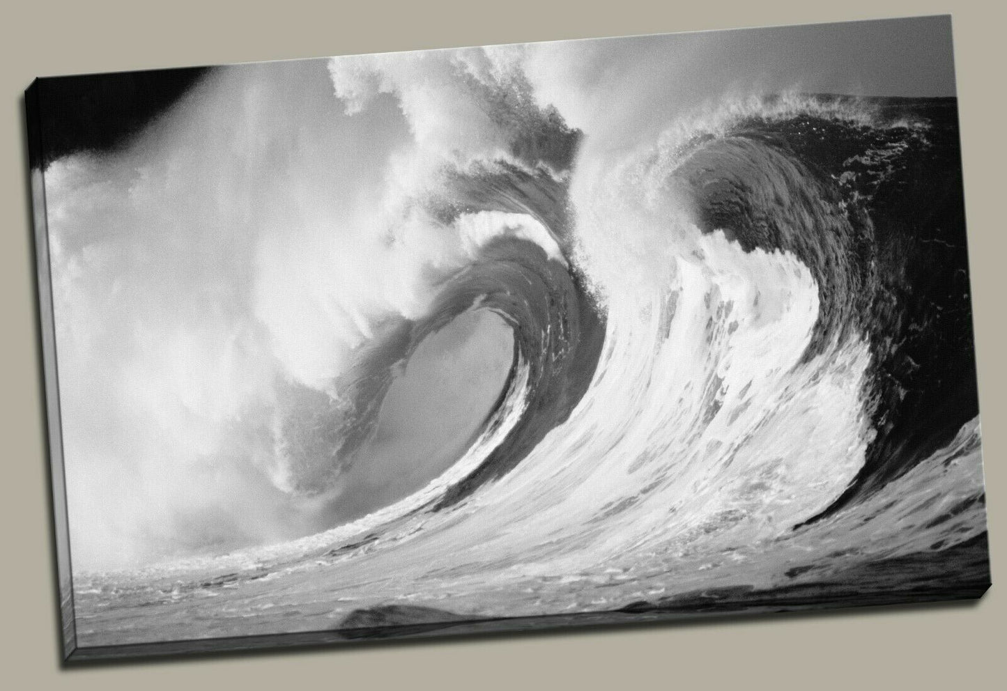 Black & White Sea Wave Framed Canvas Print Wall Art Blue waves prints photo