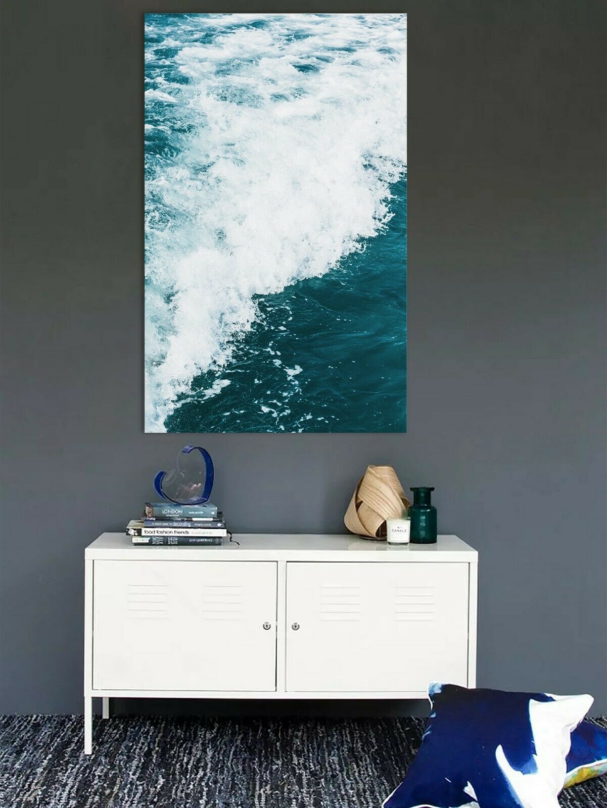 Blue Swell Sea Wave Framed Canvas Print Wall Art Modern prints photo