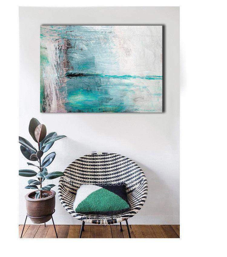 Abstract Blue Framed Canvas Wall Art Print Ready to Hang Watercolor Wall Prints