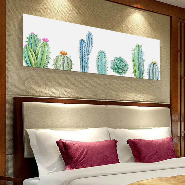 Cactus Green Plant Stretched Canvas Prints Framed Over Bed Bedroom painting deco