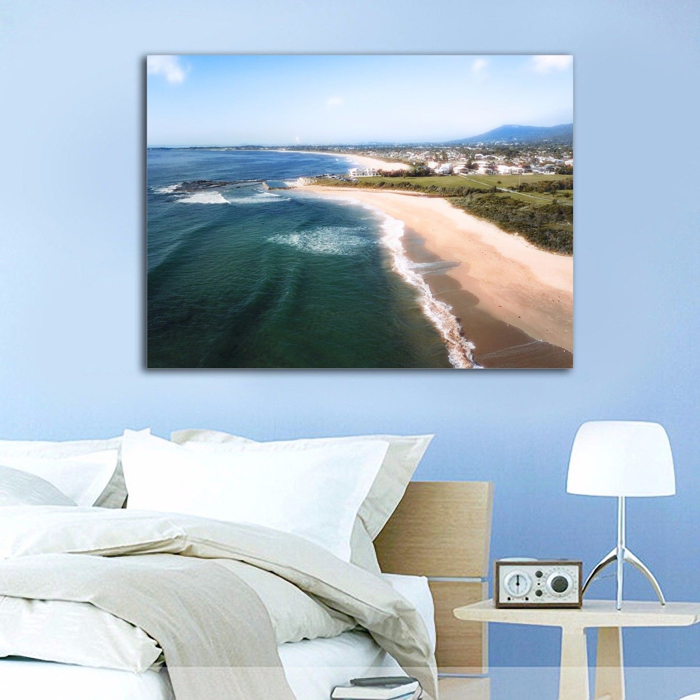 Bulli Beach Thirroul Wollongong Illawarra sea Aerial view Framed canvas