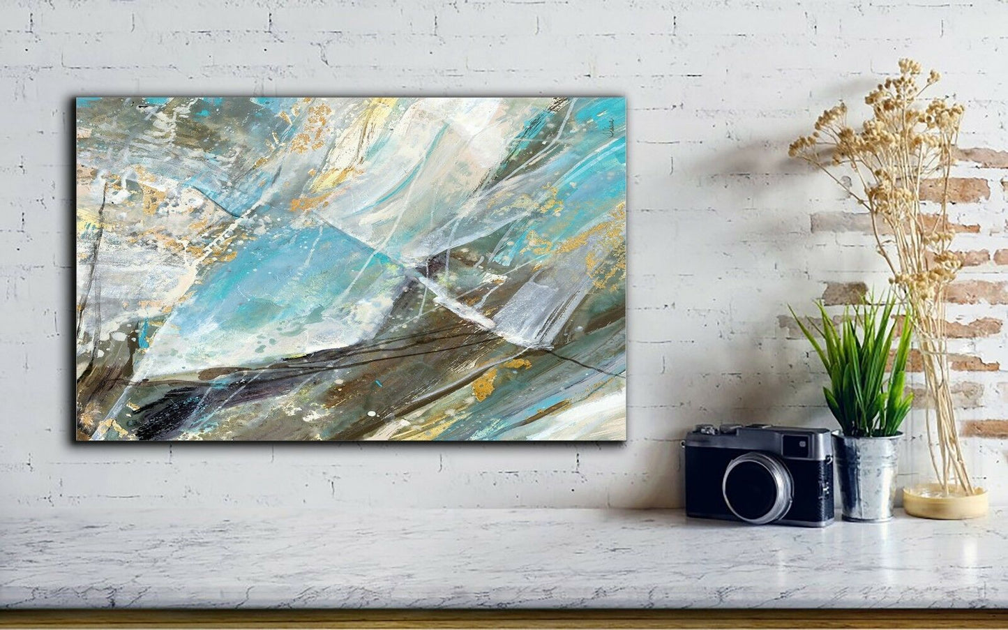 Abstract Graffiti Blue Framed Canvas Wall Art Print Watercolor Wall Prints