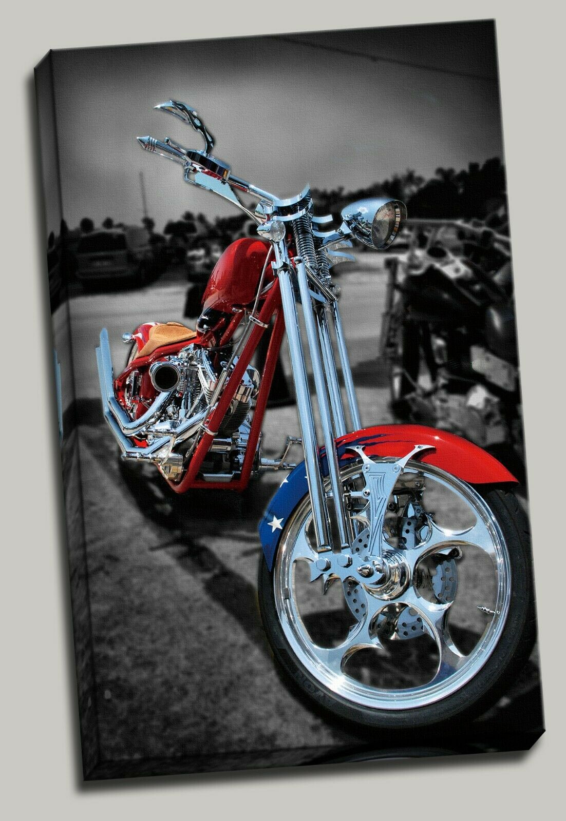 Vintage Motorbike Stretched Canvas Prints Wall Modern Decor Framed Art work
