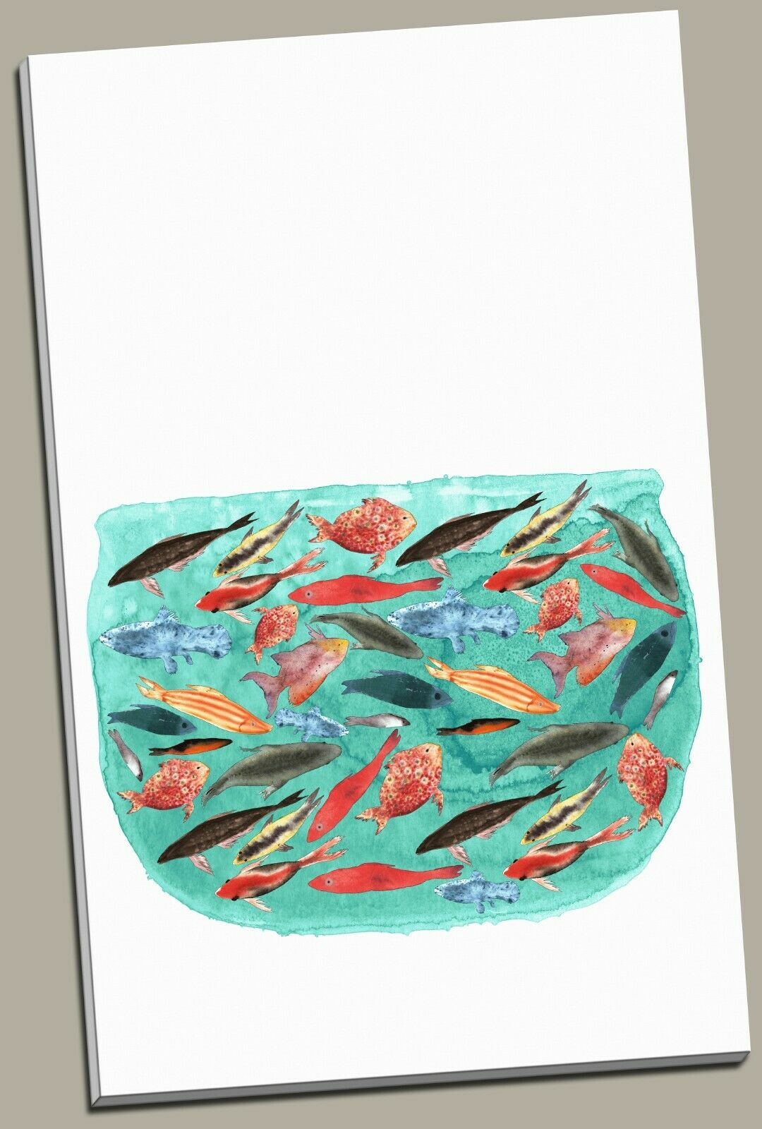 Watercolor Fish tank Framed Canvas Wall Art Print Wall Ready to hang kids room