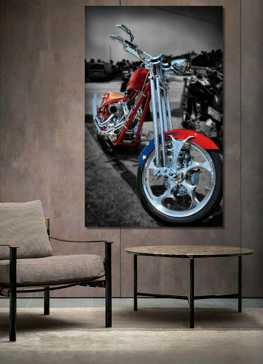 Vintage Motorbike Stretched Canvas Prints Wall Modern Decor Framed Art work