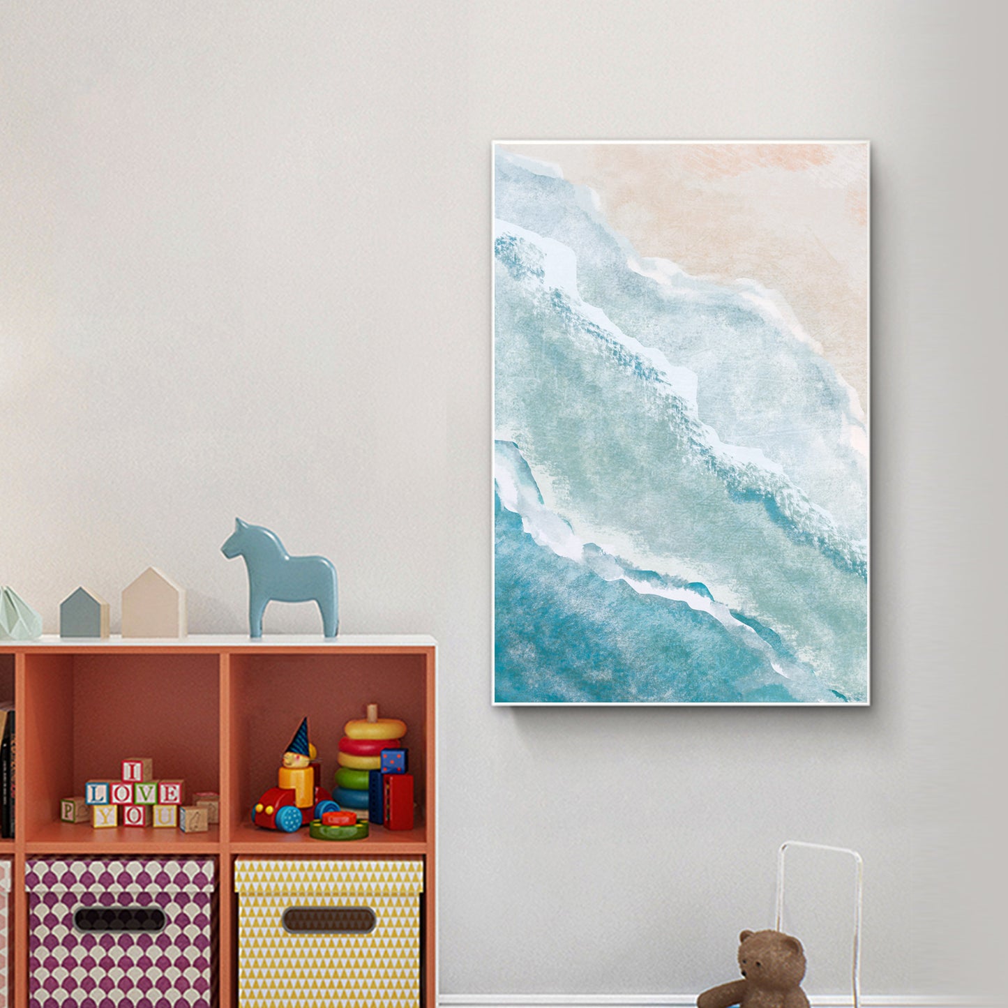 Abstract Wave Sea Ocean Framed Canvas Wall Art Print Ready to Hang Wall Prints