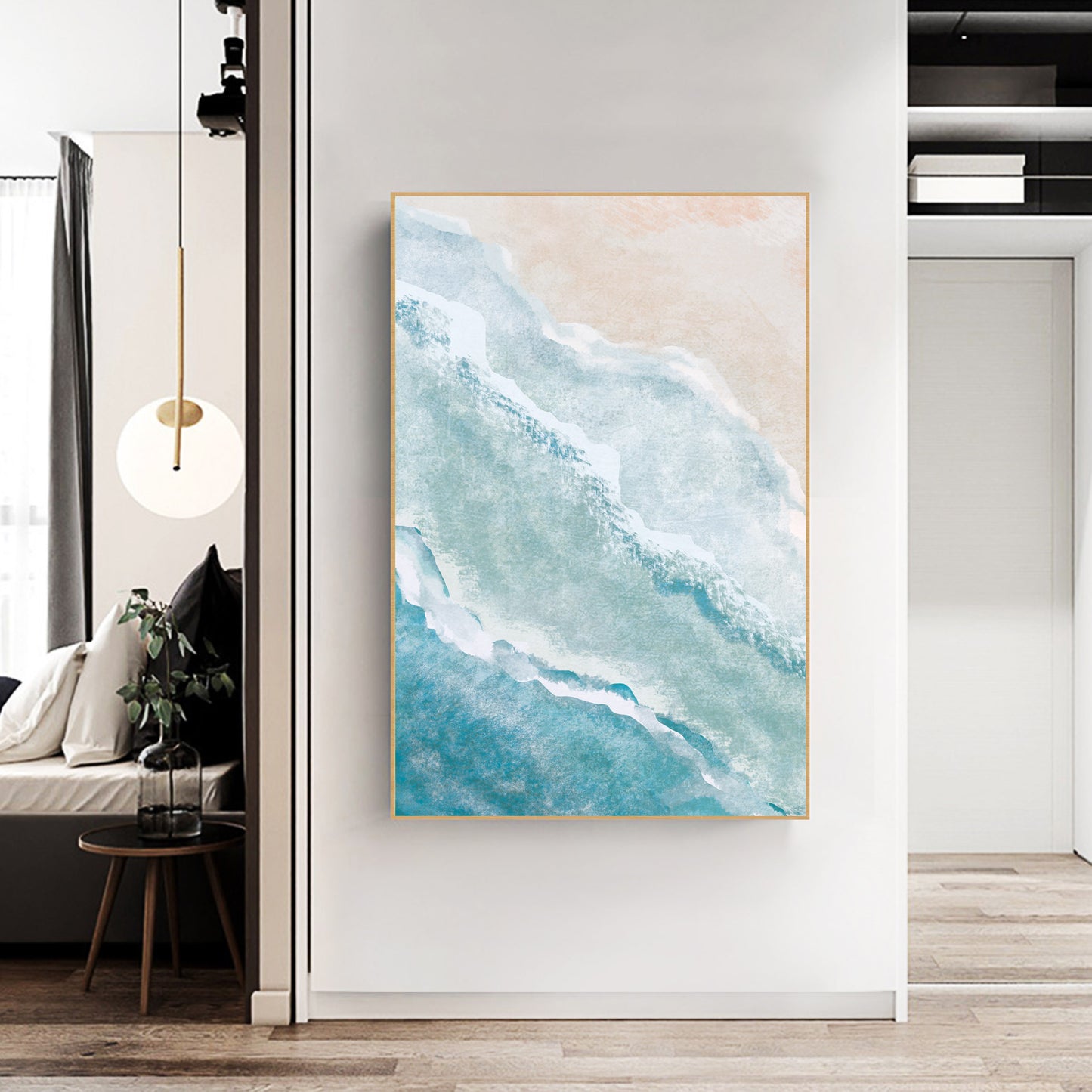 Abstract Wave Sea Ocean Framed Canvas Wall Art Print Ready to Hang Wall Prints