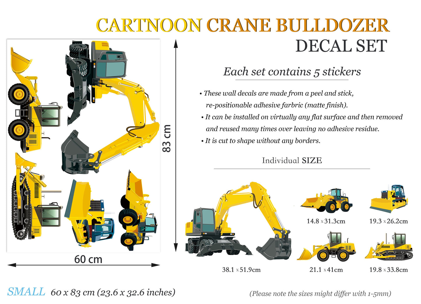 Engineering Construction Diggers Wall Decal - BR006